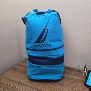 Nautica Collapsible Blue Cooler‎ Backpack Tote Nylon Mesh Picnic